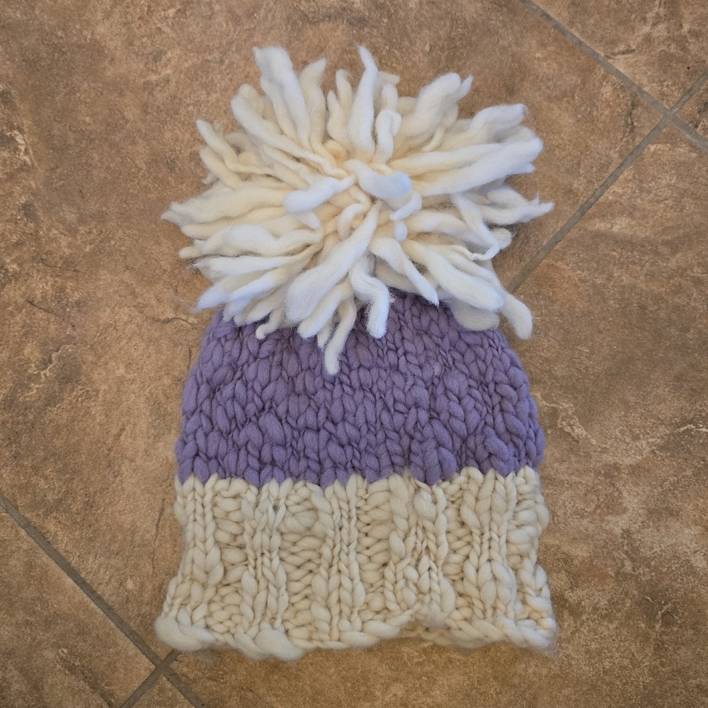 Purple Cream | DZI | Winter Wool Beanie
